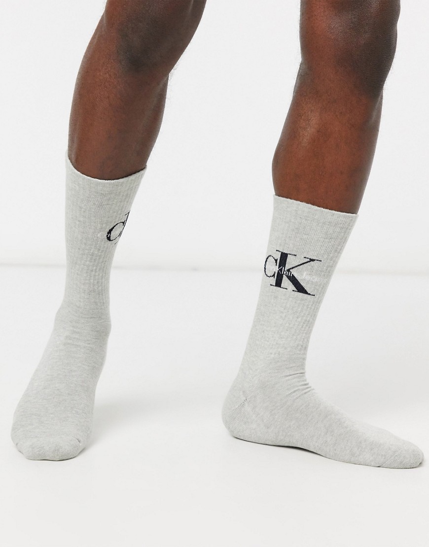 Calvin Klein Jeans logo crew socks in grey