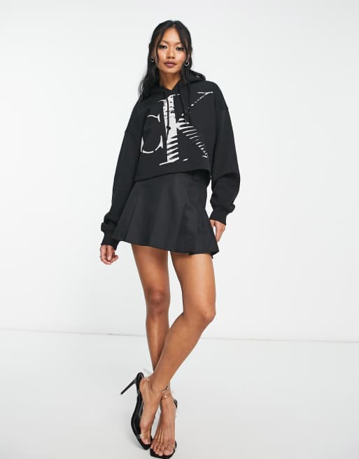 Calvin klein store black cropped hoodie