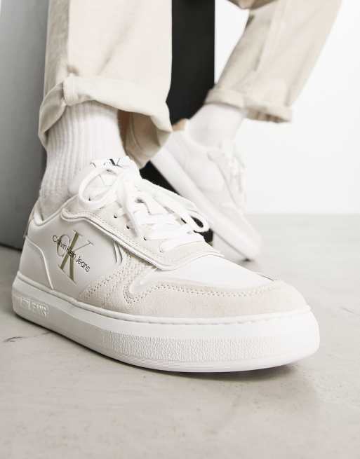 Calvin Klein Jeans logo cupsole sneakers in white