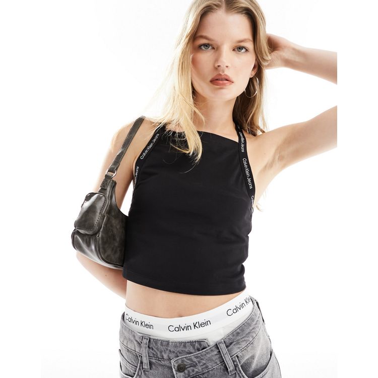 Calvin Klein Jeans Womens Strappy Multi Brand Tank Top