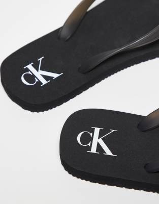 Calvin Klein Jeans Est.1978 Logo Flip Flops In Black