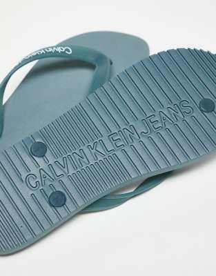 Calvin Klein Jeans Est.1978 Logo Flip Flops In Blue