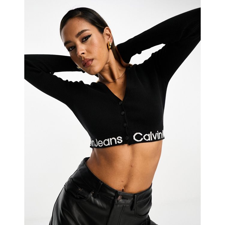 Dress CALVIN KLEIN JEANS Calvin Klein Jeans Intarsia Logo Cut Out Rib Dress  Ck Black
