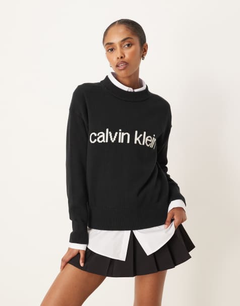 Calvin Klein Jeans logo jumper in black - view 1