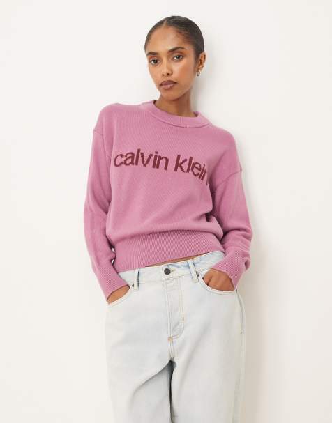 Calvin Klein Jeans logo jumper in pink - view 1