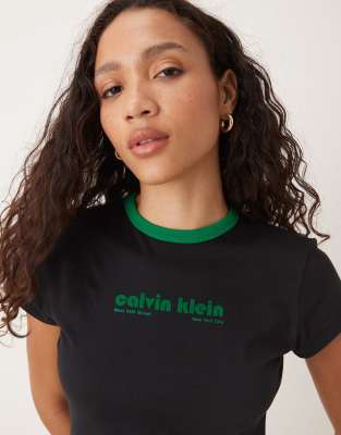 Calvin Klein Jeans Est.1978 Logo Ringer T-shirt In Black