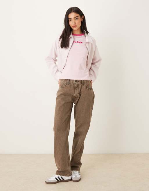 Calvin Klein Jeans logo ringer t-shirt in pink, 2 of 4