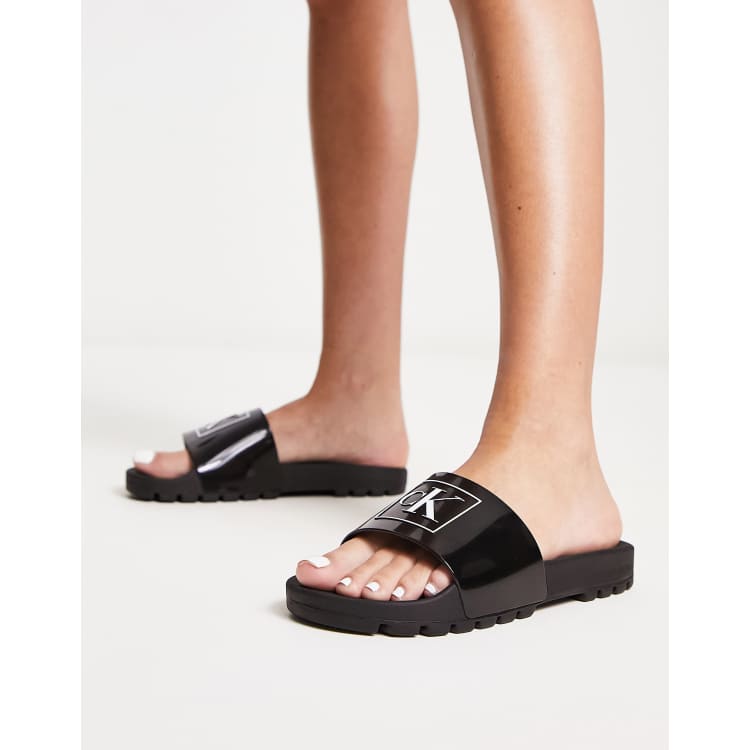 Calvin klein 2024 black sliders womens