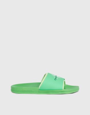 Buy Calvin Klein Jeans Logo Sliders in Classic Green Sharp Green