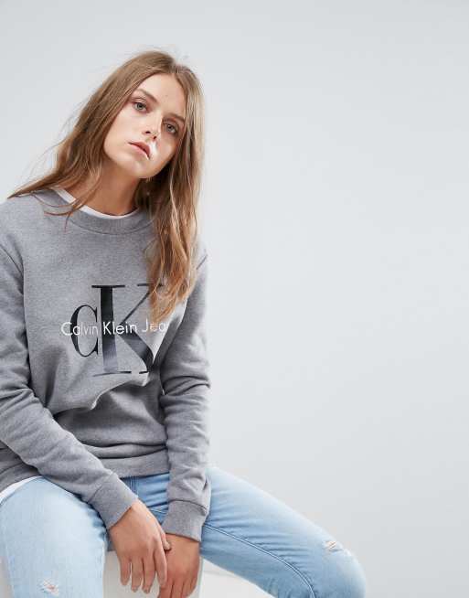 Womens grey calvin klein on sale sweatshirt