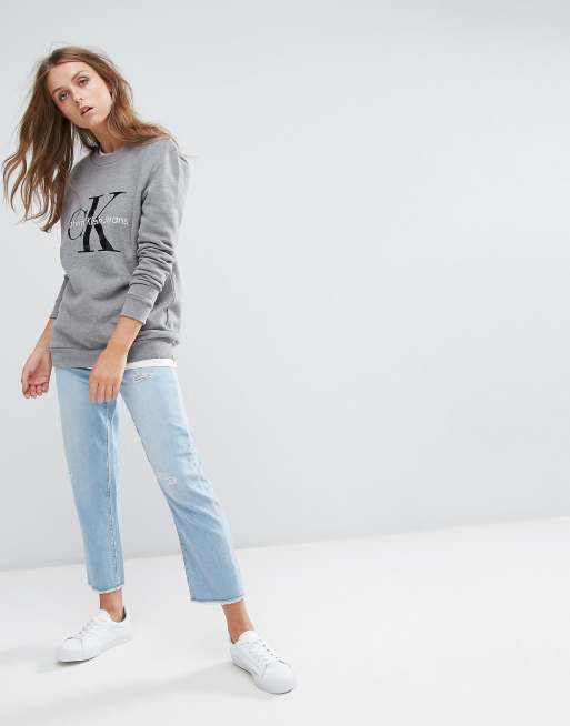 Womens grey calvin clearance klein sweatshirt