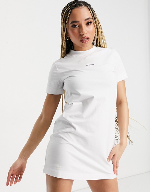 Calvin Klein Jeans logo t-shirt dress in white