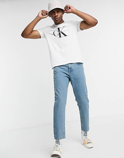 Calvin Klein Jeans logo t-shirt in white | ASOS