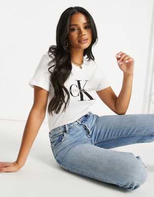 Calvin Klein Jeans Core Monogram Slim Tee In Bright White