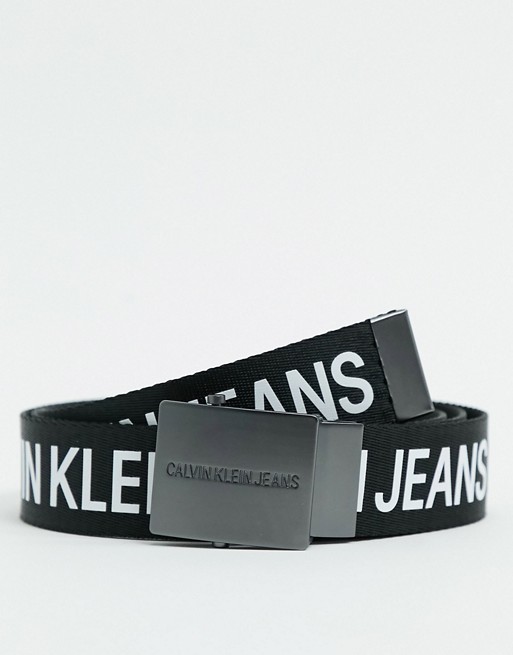 Calvin Klein Jeans logo tape belt in black