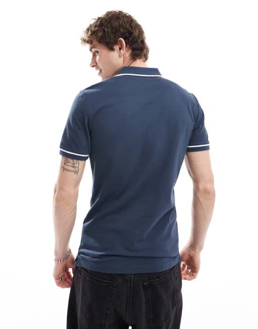 Calvin Klein Jeans logo tipped polo in navy ASOS