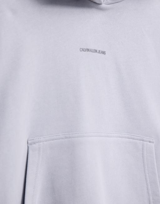 Calvin Klein Jeans logo trim hoodie in grey, 3 of 4