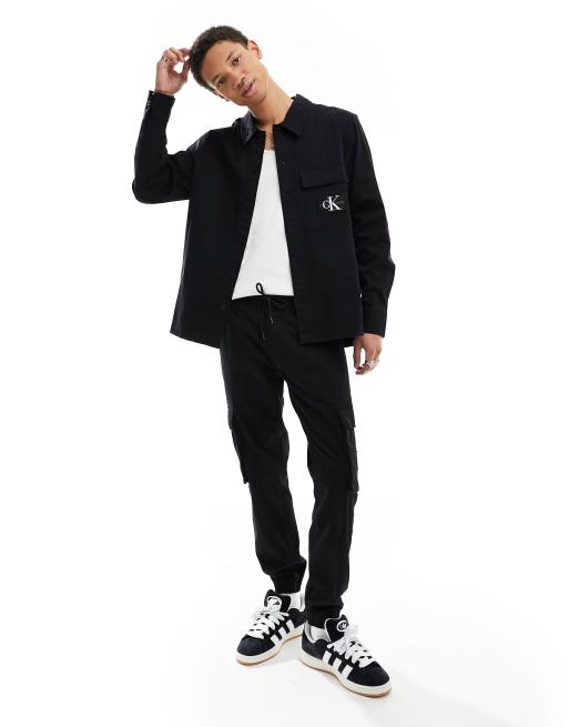 Calvin Klein Jeans logo utility shirt in black, 4 of 4