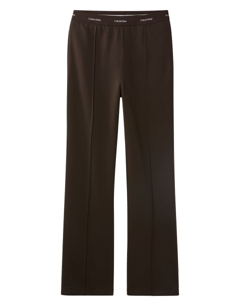 Calvin Klein Jeans Logo waistband wide leg joggers in dark coffee - view 1