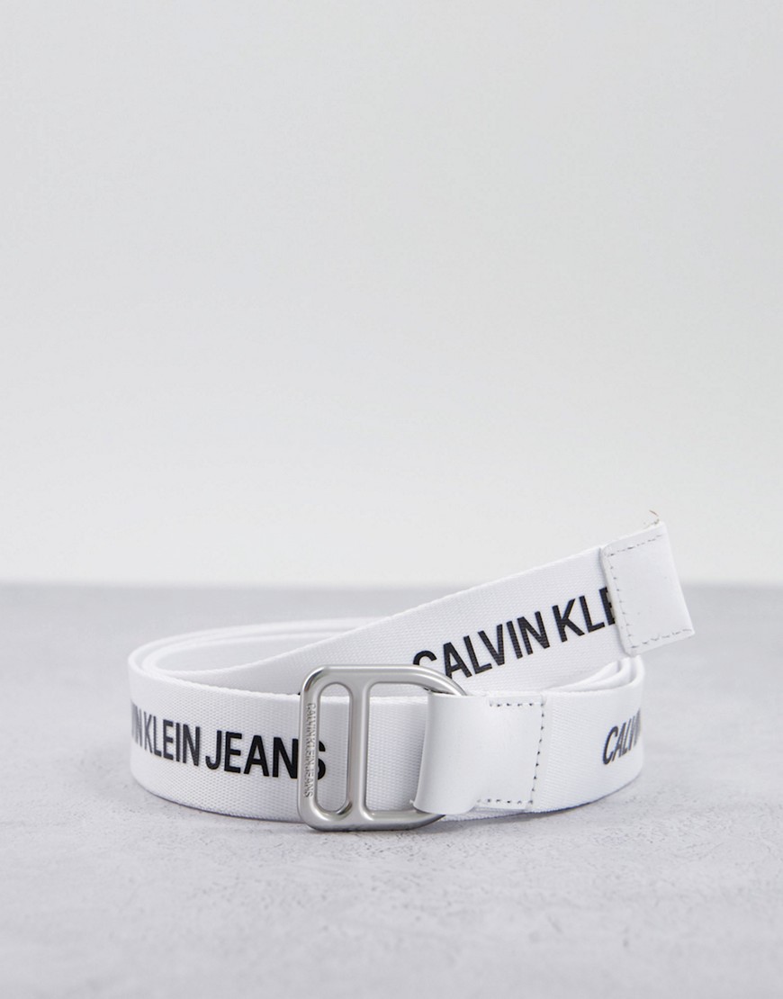 Calvin Klein Jeans logo webbing belt in white
