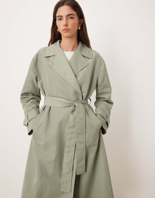 Calvin Klein Jeans long belted trench coat in pistachio, 4 of 4