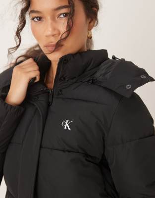 Calvin Klein Jeans Est.1978 Long Essential Puffer Jacket In Black