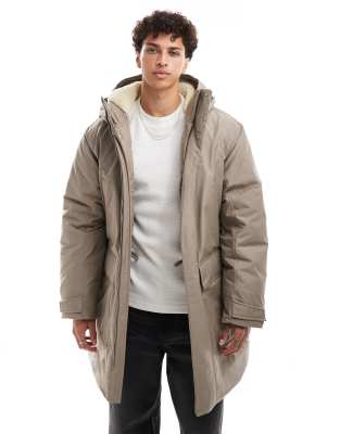 Calvin Klein Jeans Calvin Klein Jeans long parka jacket in beige-Neutral