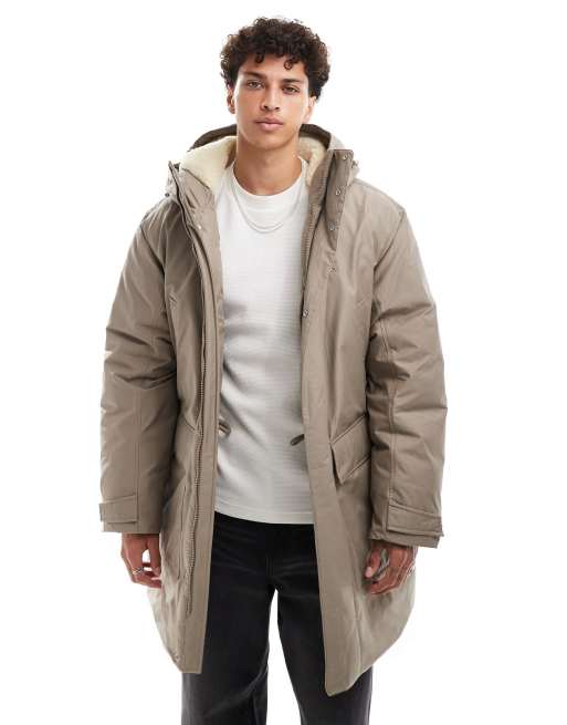 Calvin Klein Jeans long parka jacket in beige ASOS