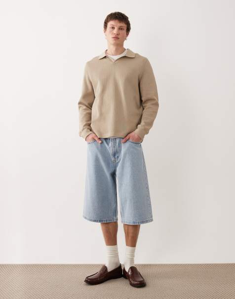 Calvin Klein Jeans long relaxed fit denim shorts in light wash blue - view 1