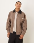 [Calvin Klein Jeans] Calvin Klein Jeans long sleeve blouson jacket with contrast collar in brown Chest 40 Morel