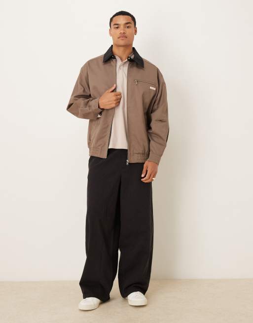 Calvin Klein Jeans long sleeve blouson jacket with contrast collar in brown, 2 of 5
