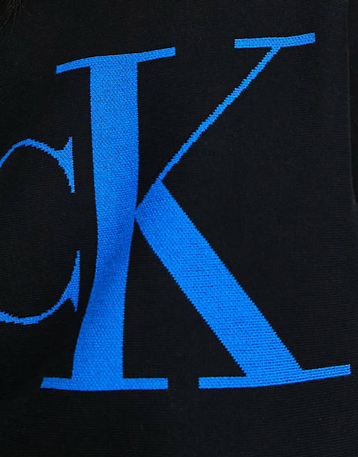 Calvin Klein Jeans long sleeve monogram logo sweatshirt in black | ASOS