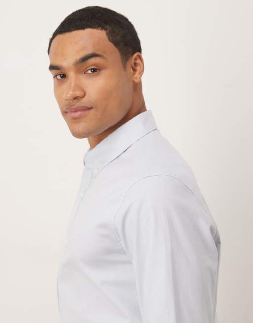 Calvin Klein Jeans long sleeve oxford shirt in pale blue, 4 of 5