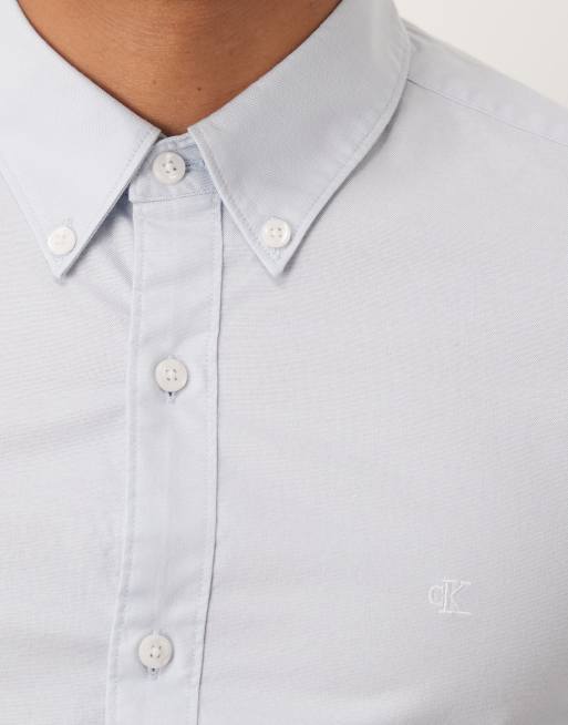 Calvin Klein Jeans long sleeve oxford shirt in pale blue, 5 of 5