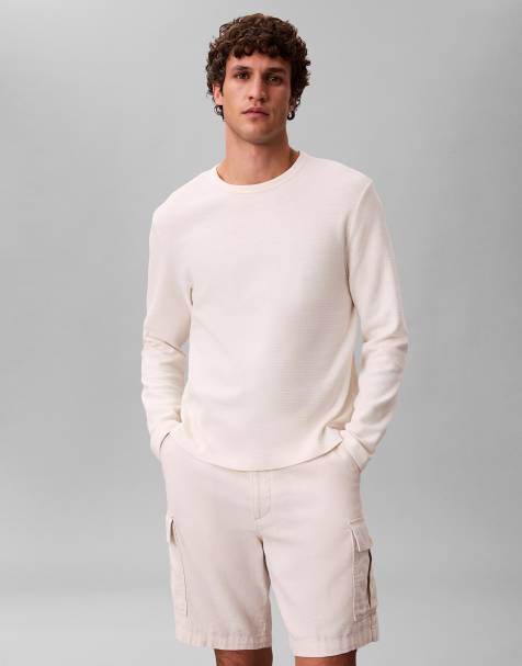 Calvin Klein Jeans long sleeve t-shirt in off-white - view 1