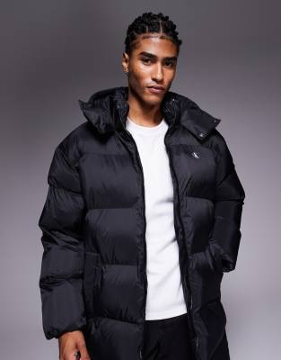 Calvin Klein Jeans Est.1978 Longline Quilted Puffer Jacket In Black
