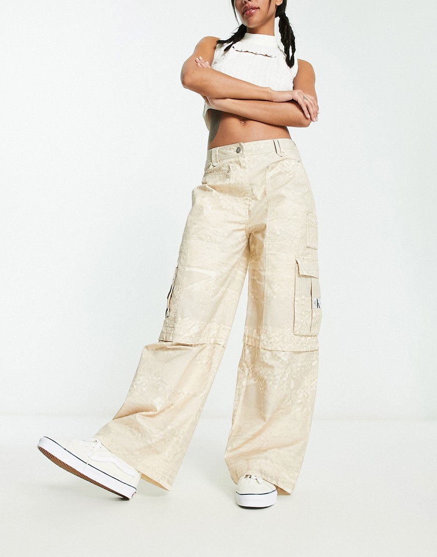 Calvin Klein Jeans loose cargo pants in landscape print-Multi