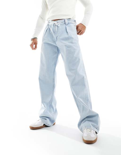 Calvin Klein Jeans – Loose Jeans mit Bundfalten in heller Waschung im 90er-Stil