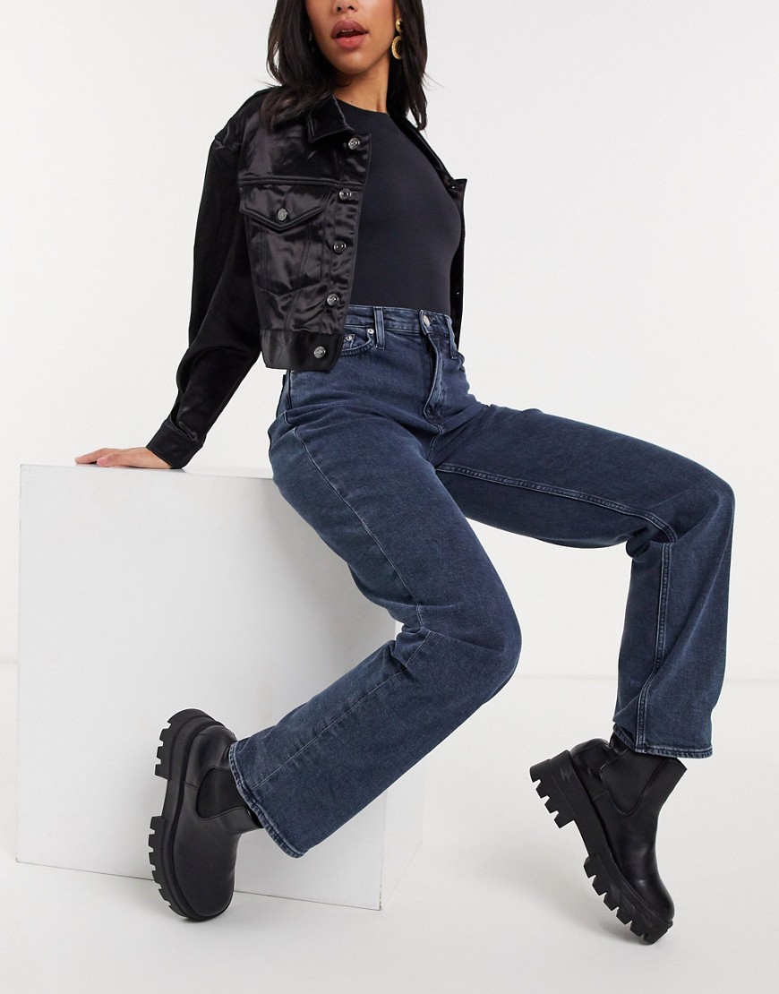 Calvin Klein Jeans - Losse jeans met hoge taille in donkerblauw-Marineblauw