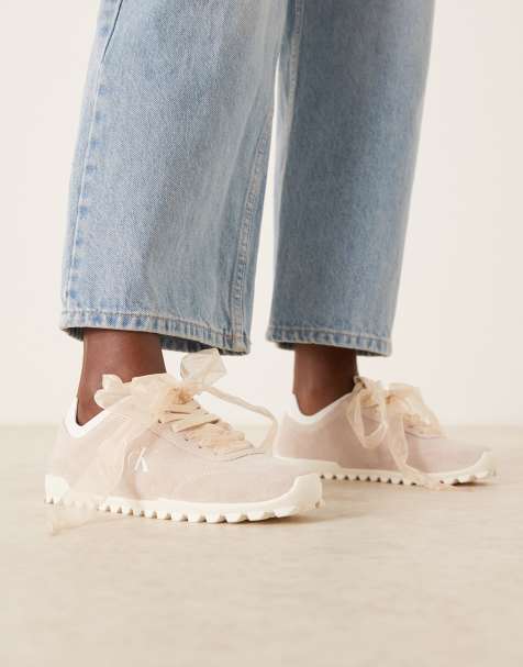 Calvin Klein Jeans low profile suede sneakers in beige - view 1