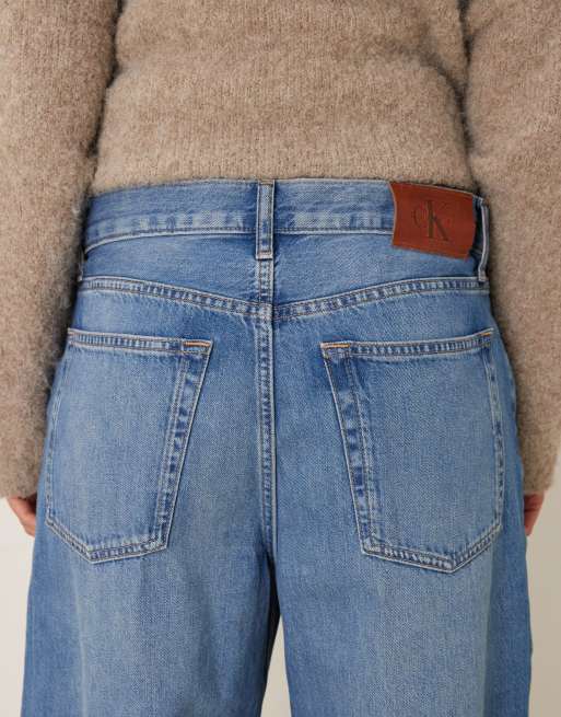 Calvin Klein Jeans low rise baggy jeans in mid blue wash