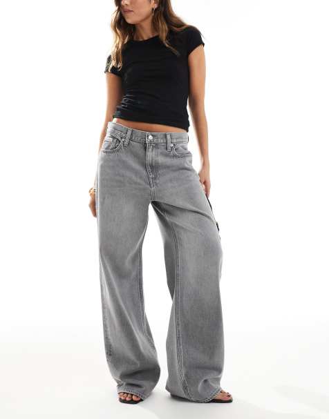 Calvin Klein Jeans low rise baggy jeans in washed black - view 1