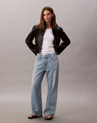 Calvin Klein Jeans low rise distressed baggy jeans in sunbleached wash - view 1
