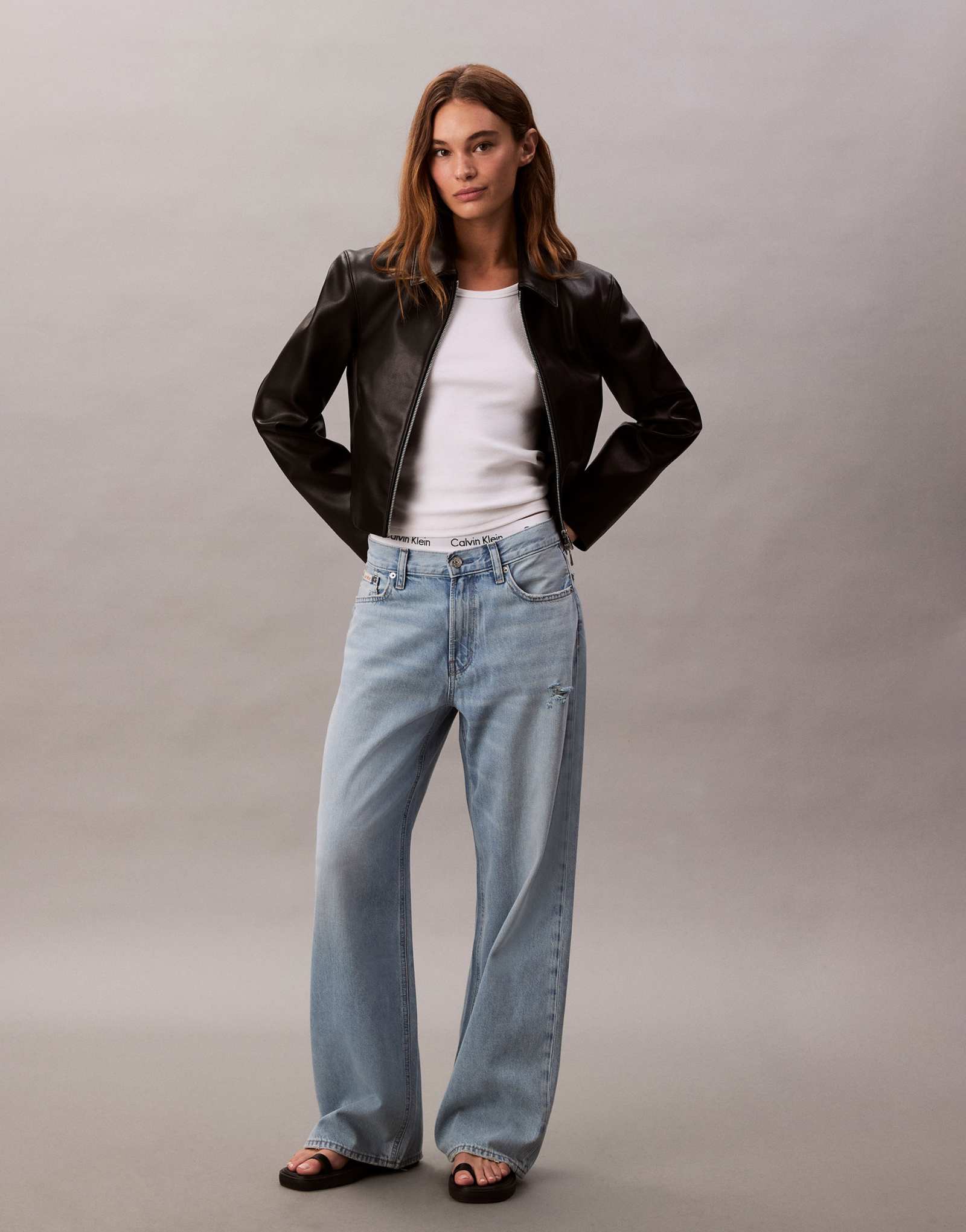 Потертые мешковатые джинсы Calvin Klein Jeans с низкой посадкой, выгоревшие на солнце после стирки