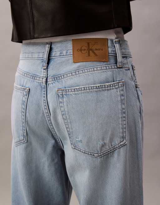 Calvin Klein Jeans low rise distressed baggy jeans in sunbleached wash