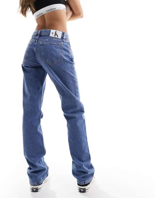 Calvin Klein Jeans low rise straight leg jeans in mid wash