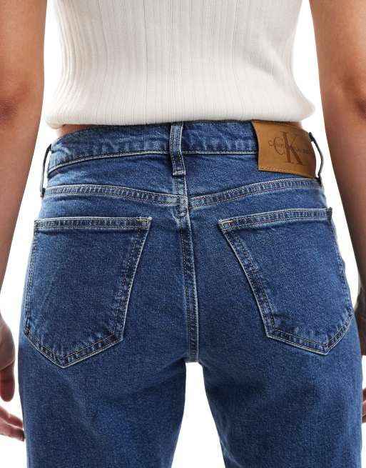 Calvin Klein Jeans low rise straight leg jeans in mid wash
