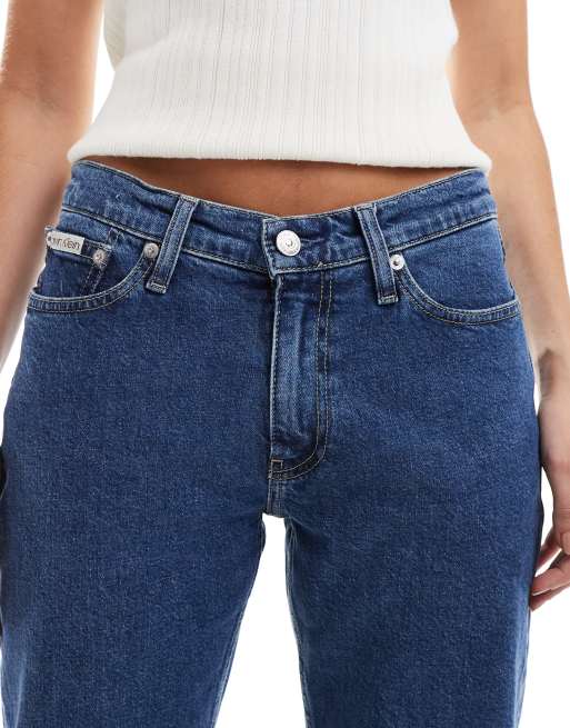 Calvin Klein Jeans low rise straight leg jeans in mid wash