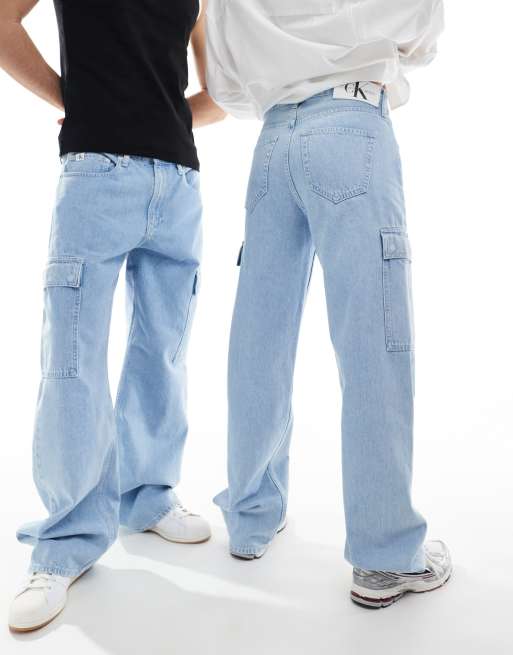 Calvin Klein Jeans - Løstsiddende 90'er-cargojeans i lys vask - Kun hos ASOS