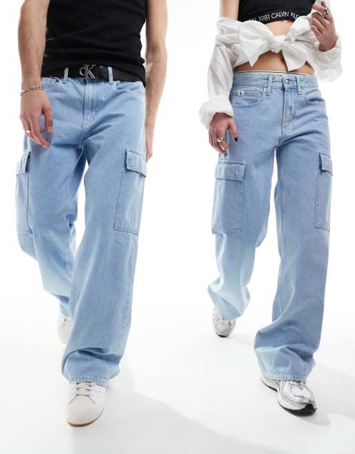 Calvin Klein Jeans - Løstsiddende 90'er-cargojeans i lys vask - Kun hos ASOS